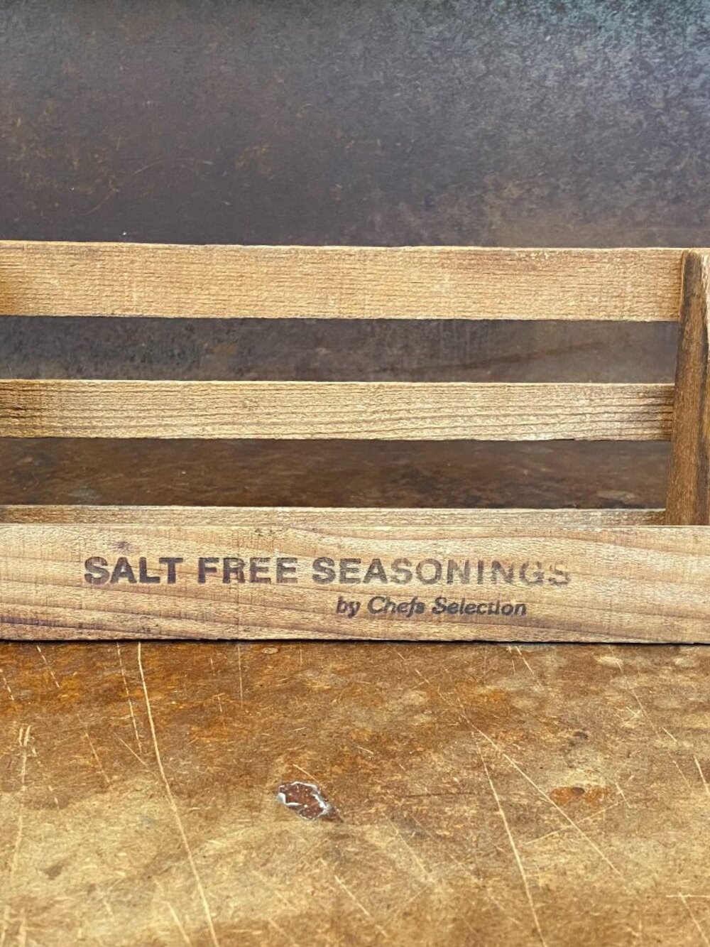 1940s Slatted Wood Spice Rack SALT FREE SEASONINGS Chefs Selection Antique